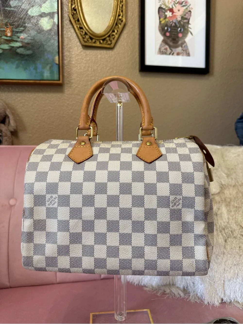 💯Authentic! Louis Vuitton LV Damier Azur Speedy 25.